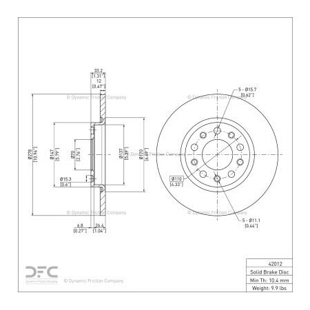 Dynamic Friction Co Disc Brake Rotor - Dynamic Friction Company 600-42012 600-42012